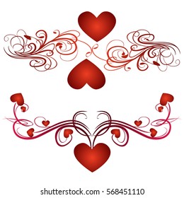 vector hearts set for wedding and valentine design