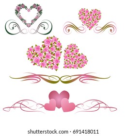 vector hearts set for wedding and valentine design