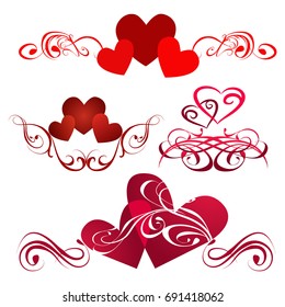 vector hearts set for wedding and valentine design
