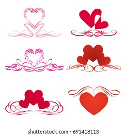 vector hearts set for wedding and valentine design