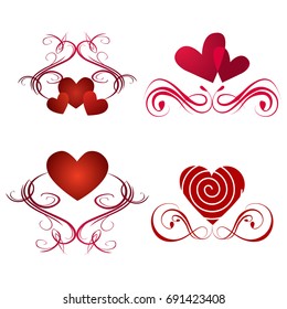vector hearts set for wedding and valentine design