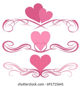 vector hearts set for wedding and valentine design