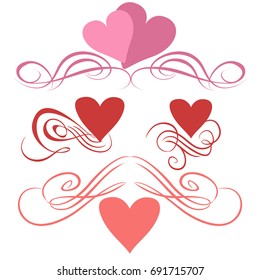 vector hearts set for wedding and valentine design