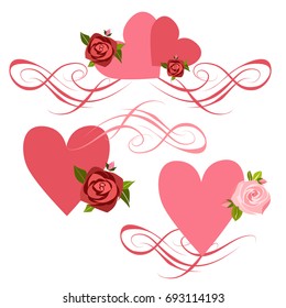 vector hearts set for wedding and valentine design