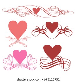vector hearts set for wedding and valentine design