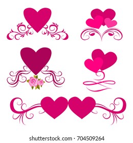 vector hearts set for wedding and valentine design
