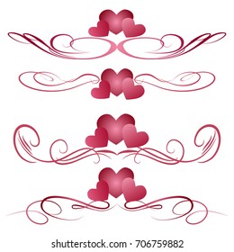 vector hearts set for wedding and valentine design