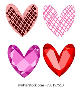 vector hearts set for wedding and valentine design