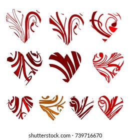 vector hearts set for wedding and valentine design