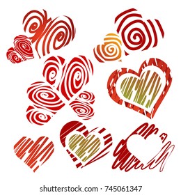 vector hearts set for wedding and valentine design