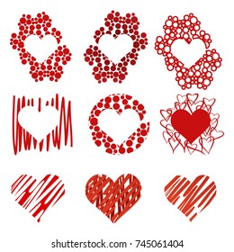 vector hearts set for wedding and valentine design