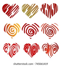vector hearts set for wedding and valentine design
