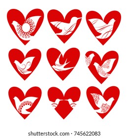 
vector hearts set for wedding and valentine design
