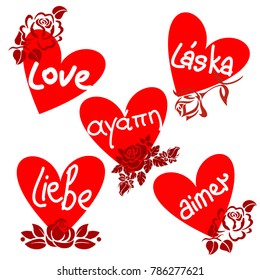 vector hearts. set for wedding and valentine design