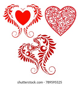 vector hearts. set for wedding and valentine design 