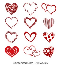 vector hearts. set for wedding and valentine design 