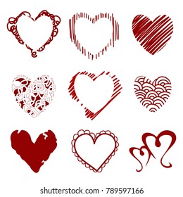 vector hearts. set for wedding and valentine design 