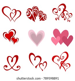 vector hearts. set for wedding and valentine design 