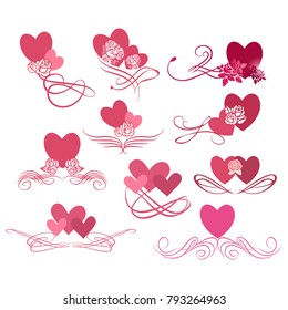 vector hearts. set for wedding and valentine design 