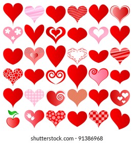 vector hearts set for wedding and valentine design