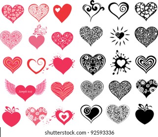 vector hearts set for wedding and valentine design