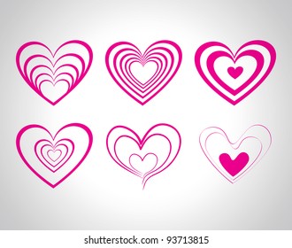vector hearts set for wedding and valentine design