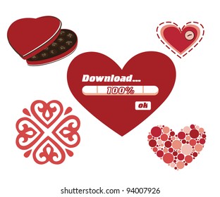 vector hearts set for wedding and valentine design.