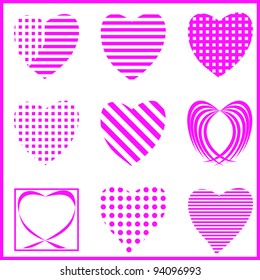 vector hearts set for wedding and valentine design
