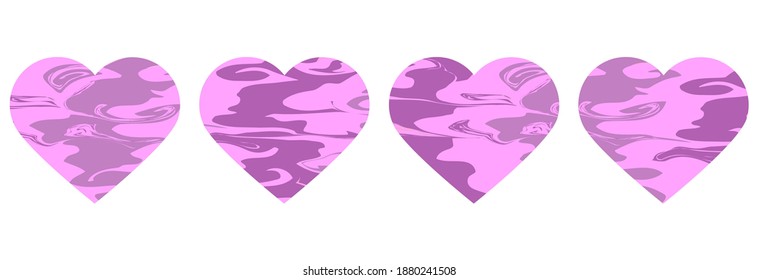 Vector hearts set.Love logo.Decorative abstraction liquid design elements.Hearts for valentines day .Pink hearts on white background.