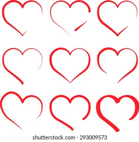 Vector hearts silhouettes