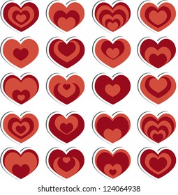 Vector hearts. Stickers.