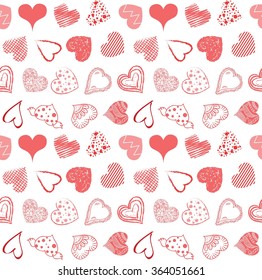 Vector hearts super seamless pattern.