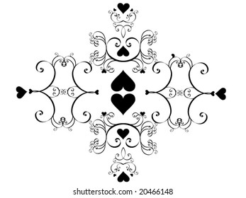  Vector Hearts with swirls.