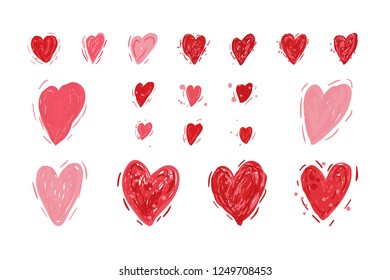 Vector hearts. Valentines day set. Sketchy style elements. Love