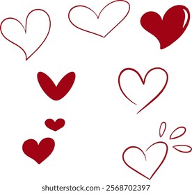 Vector hearts for Valentine's Day, set of hearts