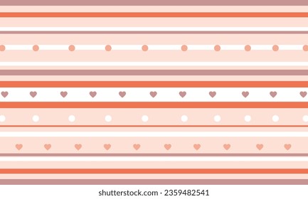 Vector hearts valentines and stripes background.
