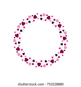 Vector hearts wreath. Hearts frame for greeting, invitation, wedding cards design.
