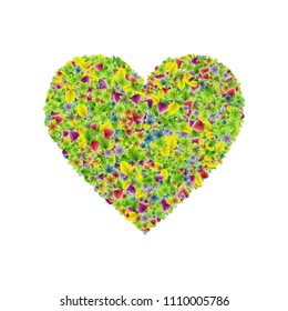 Vector heartshape symbol consisting of colorful fresh leaves
