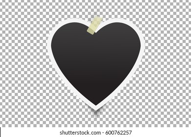 Vector heart-shaped photo frame on the transparent background