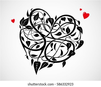 vector of heart-shaped vines background