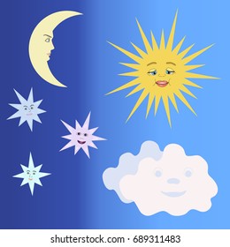 vector of heavenly bodies. Day and night