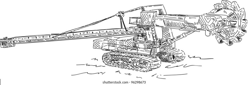 vector - heavy coal excavator isolated on background