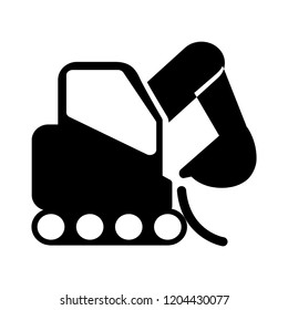 vector heavy excavator illustration isolated - construction symbol, loader or bulldozer