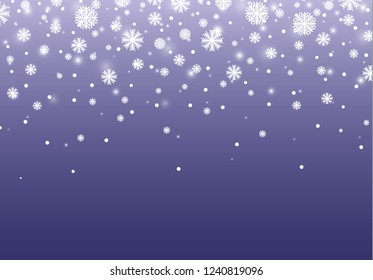 Vector heavy snowfall, snowflakes in different shapes and forms. Many white cold flake elements on transparent background. White snowflakes flying in the air. Snow flakes, snow background.