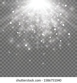 Nieve vectorial pesada, copos de nieve de diferentes formas y formas. Escamas de nieve, fondo de nieve. La Navidad en llamas, transparente, hermosa, pequeña nieve