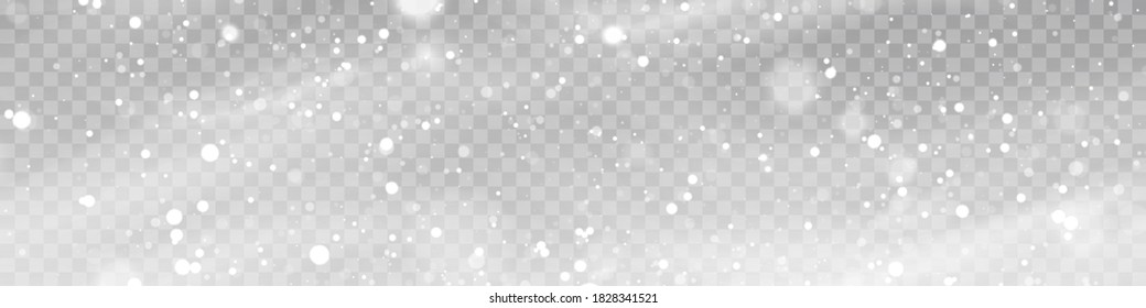 Vector heavy snowfall, snowflakes in different shapes and forms. Snow flakes, snow background. Falling Christmas.