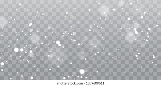 Vector heavy snowfall, snowflakes in different shapes and forms. Snow flakes, snow background. Falling Christmas