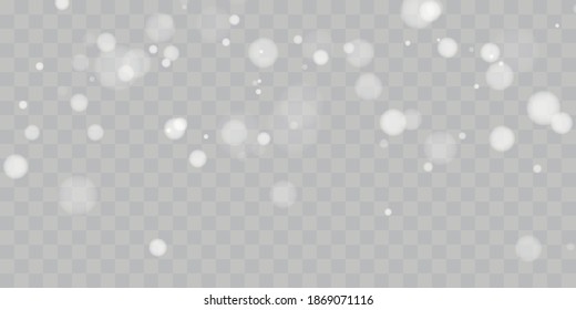 Vector heavy snowfall, snowflakes in different shapes and forms. Snow flakes, snow background. Falling Christmas