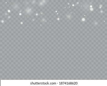 Vector heavy snowfall, snowflakes in different shapes and forms. Snow flakes, snow background. Falling Christmas