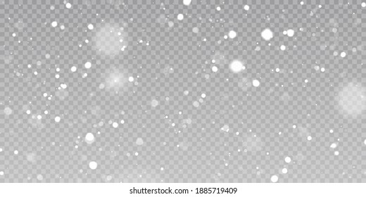 Vector heavy snowfall, snowflakes in different shapes and forms. Snow flakes, snow background. Falling Christmas	